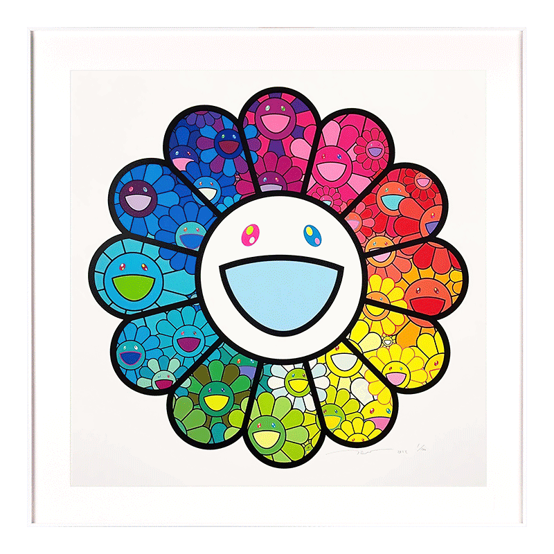 默境村上隆限量100丝网版画太阳花Multicolor Super 亲笔签名