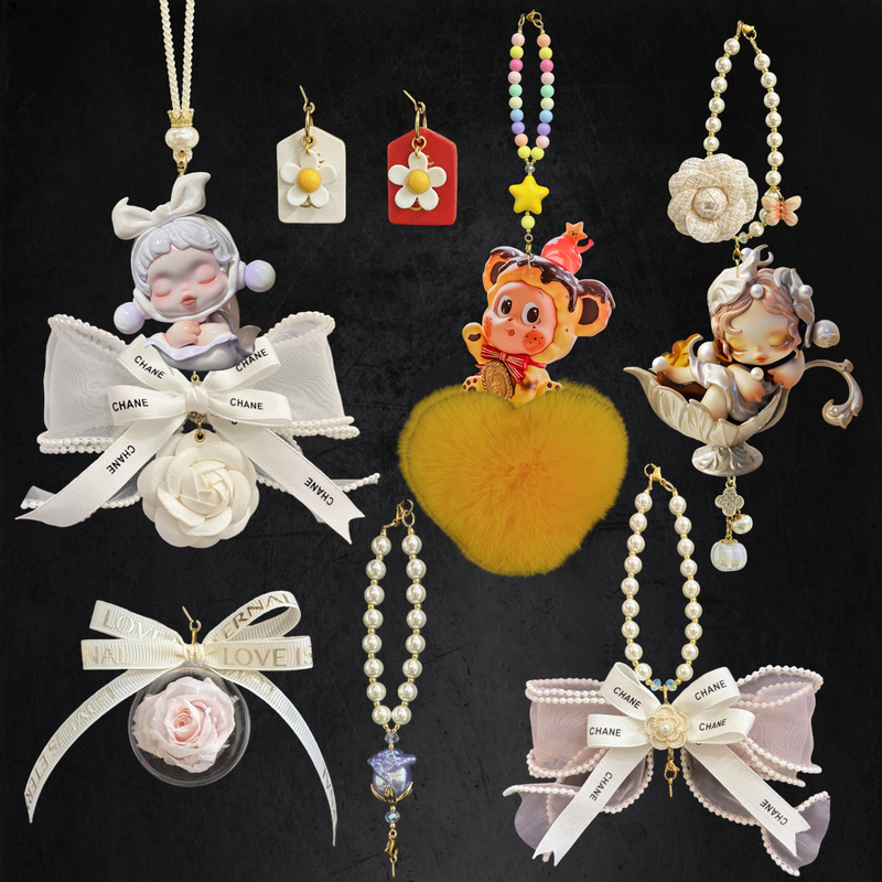 Handmade DIY Accessories Bubble Mart Pearl Chain Car Hanging Decoration Transformation Star Man Sp Car Hanging Tool Material Kit