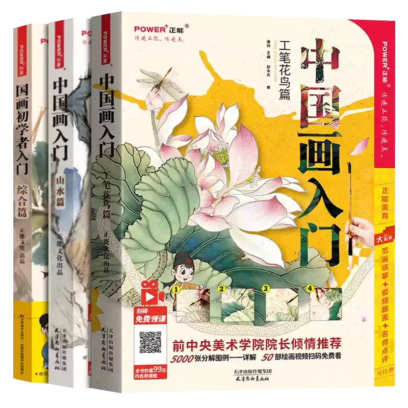中國  手書花鳥 中國畫初學者入門全3冊山水篇工筆花鳥篇綜合篇零基礎國畫教程書籍零