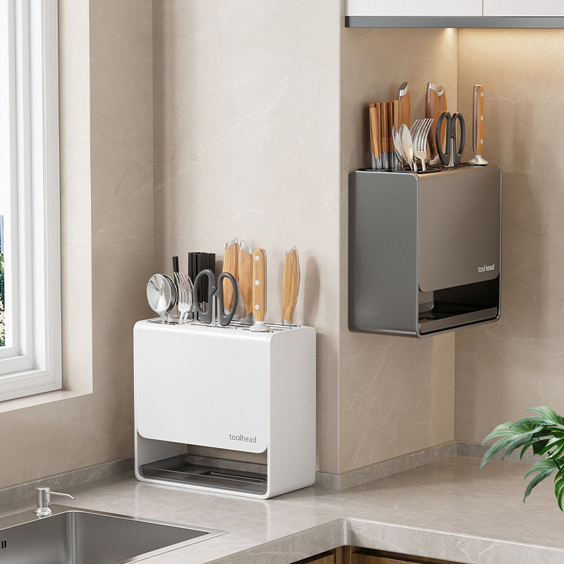 Kitchen knife and chopsticks integrated storage shelf multi-functional knife rack storage rack wall-mounted chopstick cage countertop kitchen knife rack