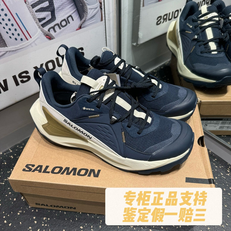 Salomon Elixir Gore-Tex Thick-Soled Comfortable Outdoor Hiking Shoes for Men, Blue