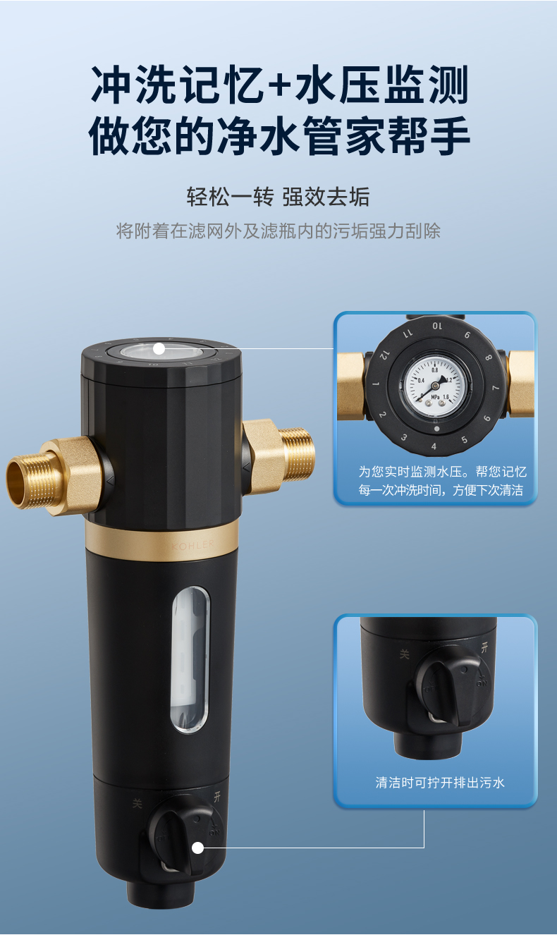 美国 Kohler科勒 前置过滤器 水压表实时监测 图11
