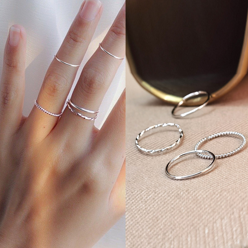 Solid vegetarian ring ring 925 pure silver female 2021 new wave small crowddesign personality opening adjustable forefinger