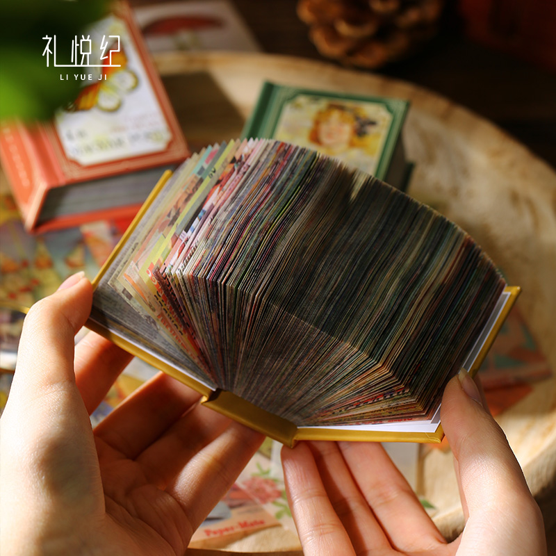 Liyue Ji) 400 non-repeating hand account material convenience stickers retro sulfuric acid paper ins wind hand account collage decoration base paper background paper diy post-it notes non-sticky student sticker set