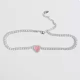 Ожерелье, цепочка до ключиц, розовая небольшая дизайнерская брендовая трендовая модная подвеска в виде сердечка, простой и элегантный дизайн, серебро 925 пробы