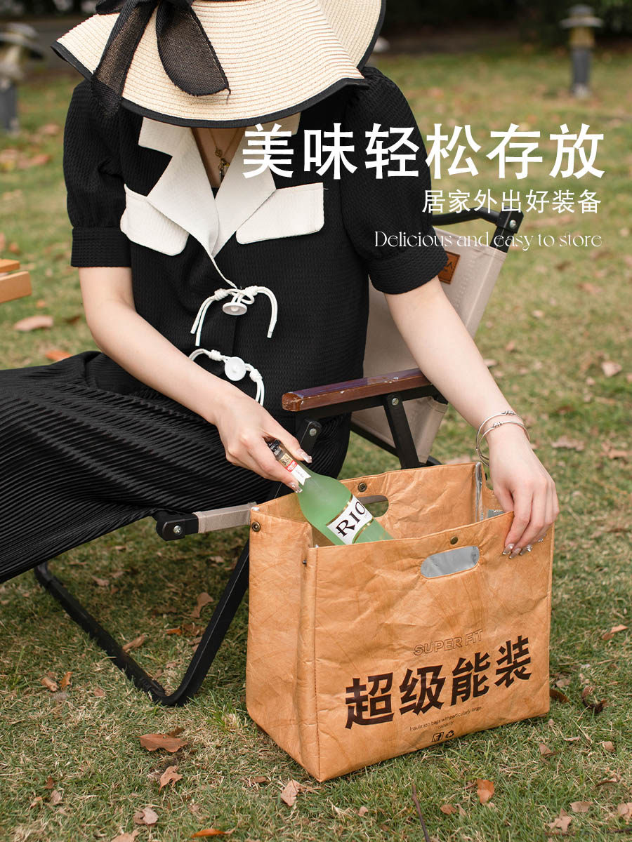 Land Tyvek Insulated Lunch Bag, Foil-Lined Bento Tote for Office, Picnic and Meal Carrying - Thumbnail 3