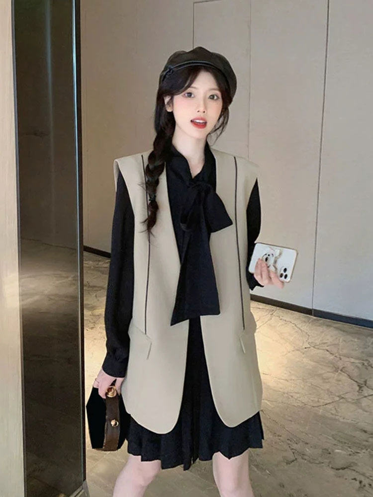 SpyB Fall Leisure Minimization Age Carnival Shirt Two-Piece Package French Little Dress