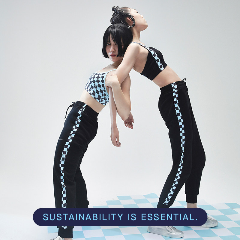 FLIPPED LAB buoyancy laboratory Chessboard Lattice Printed Black Sports Thick Cotton Pants Loose bunk Tide Casual