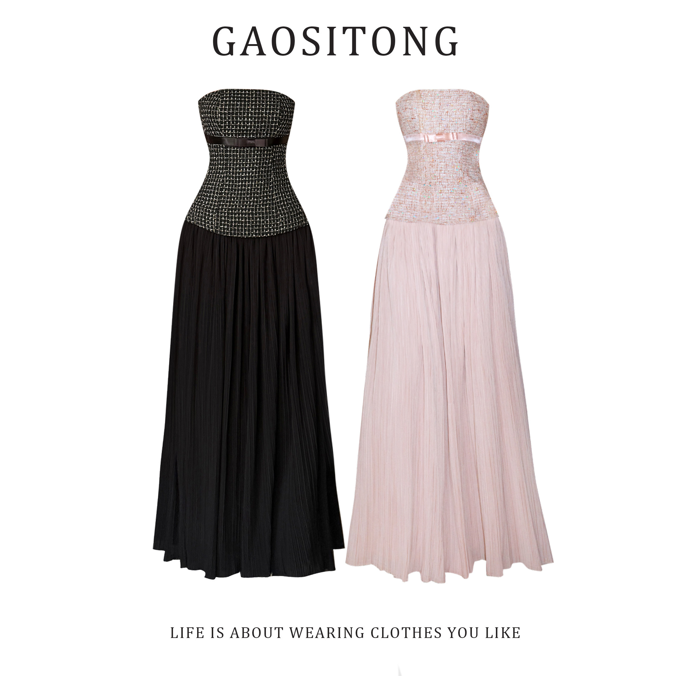 GAOSITONG French retro small fragrance strapless dress for women's spring and summer 2026 luxurious birthday dress