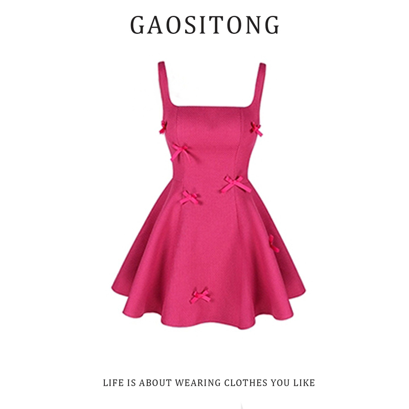 Gaositong Elegant Bow Suspender Dress for Women Spring and Summer 2026 Princess Birthday Dress Holiday Dress