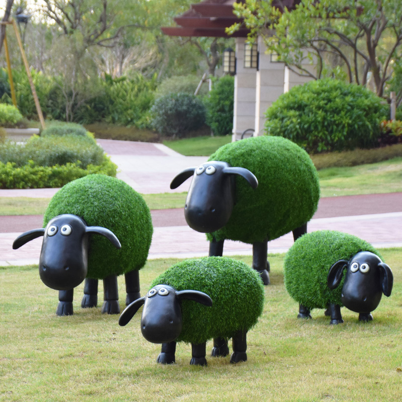 Garden Landscape Sculpture Outdoor Artificial Turf Sheep Goat Ornaments Park Sales Office Garden Courtyard Layout Decoration
