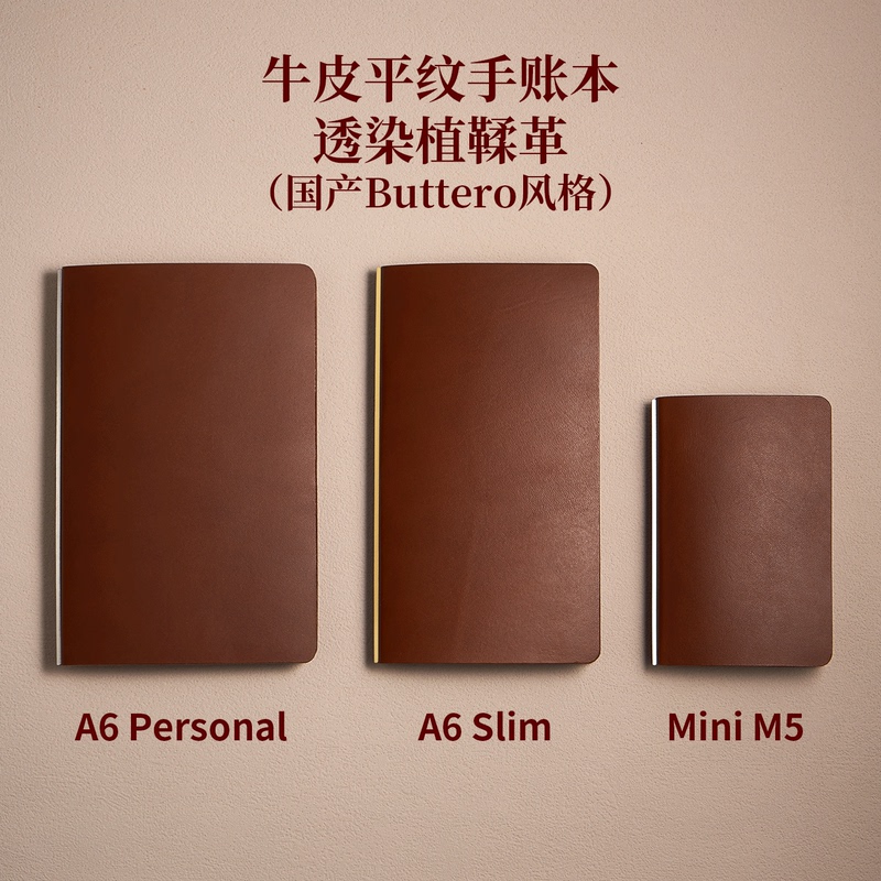 Minim5/A6Personal/Slim Beautiful Back-Cover Loose-Leaf Notebook, Domestic Buttero-Style First-Layer Cowhide Leather