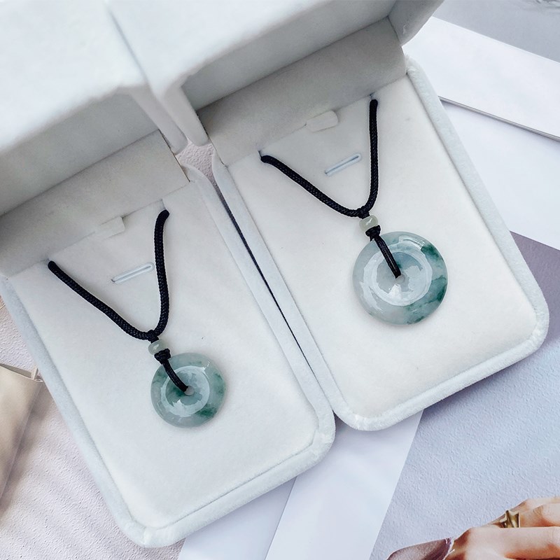Fidelity jadeite safety buckle pendant men and women natural jade transfer beads high-end couple necklace ancient style gifts