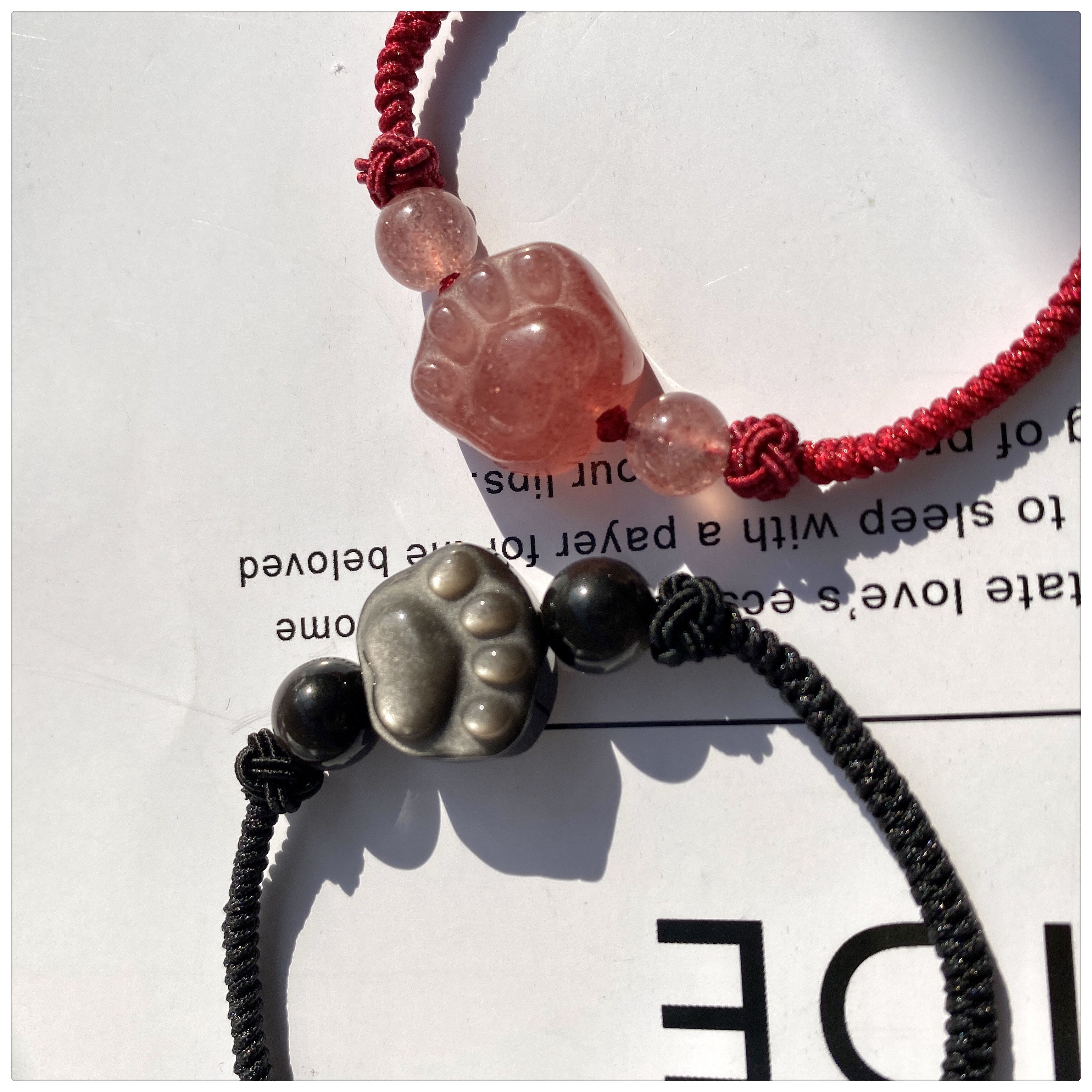 Natural crystal strawberry crystal cat claw braided hand clasp couple hand rope lucky transfer beads lucky red rope girlfriends