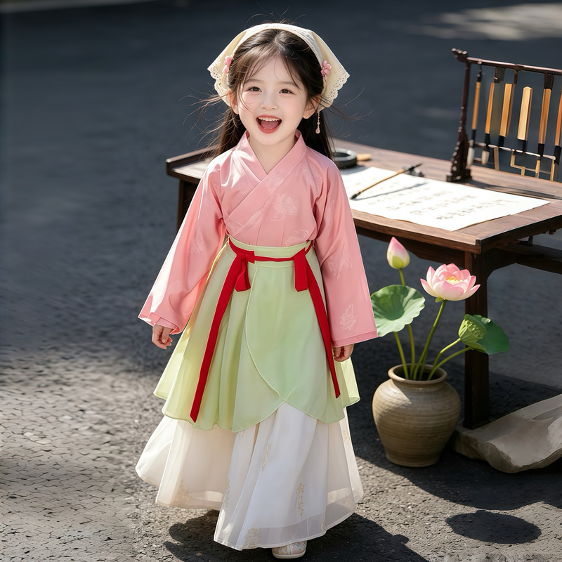 Girls' Hanfu Ancient Style Song Dynasty Cross-Collar Pastoral Style Outfit 2026 Little Girl Chinese Style Farming Photo Outfit