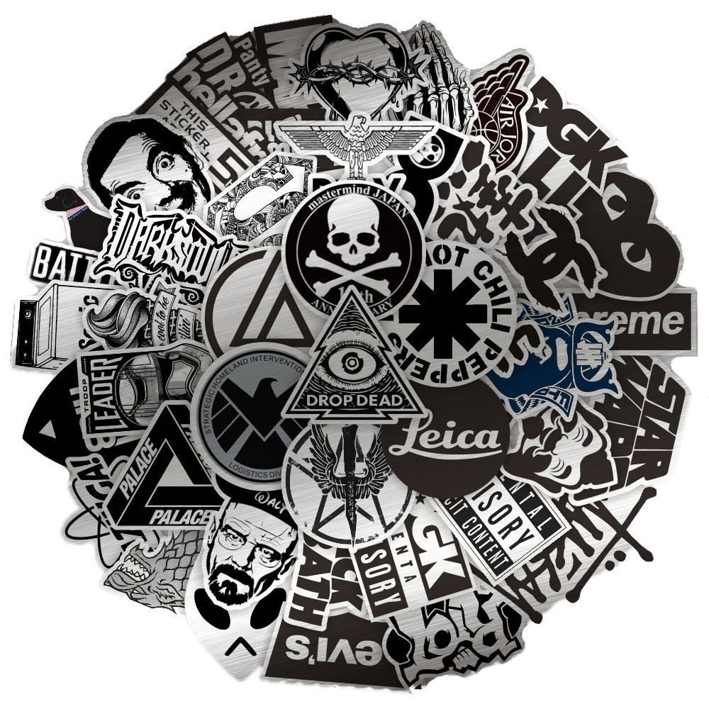 50 tensioning wire imitation metal cartoon mobile phone shell electric car electric car insulation cup mobile charging cup fishing case stickers Skateboard Stationery Decoration Individuality Black & White Waterproof Tide Card Fun Material Little Stickers