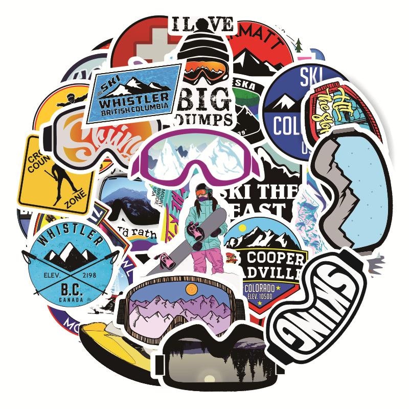 50 ski outdoor landscape tourist decoration decoration flat-panel notebook skateboard skateboard luggage insulation cup safeguard cap tablet shell moving with iPad personality sticker