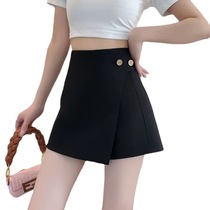 New buckle Han version High waist drawing rope Short skirt Anti-walk light 2023 Summer Bauhip skirt irregular A-character half-body dress