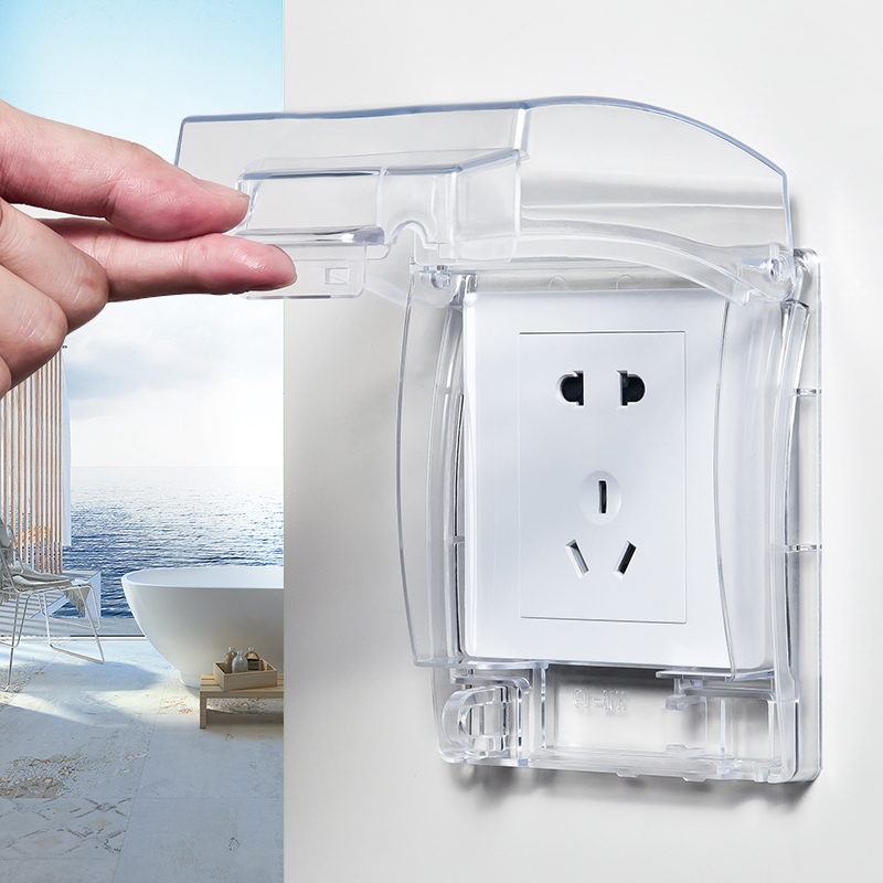 86 type power socket protection box with lock transparent waterproof socket powder room bathroom lock splash-proof box waterproof box