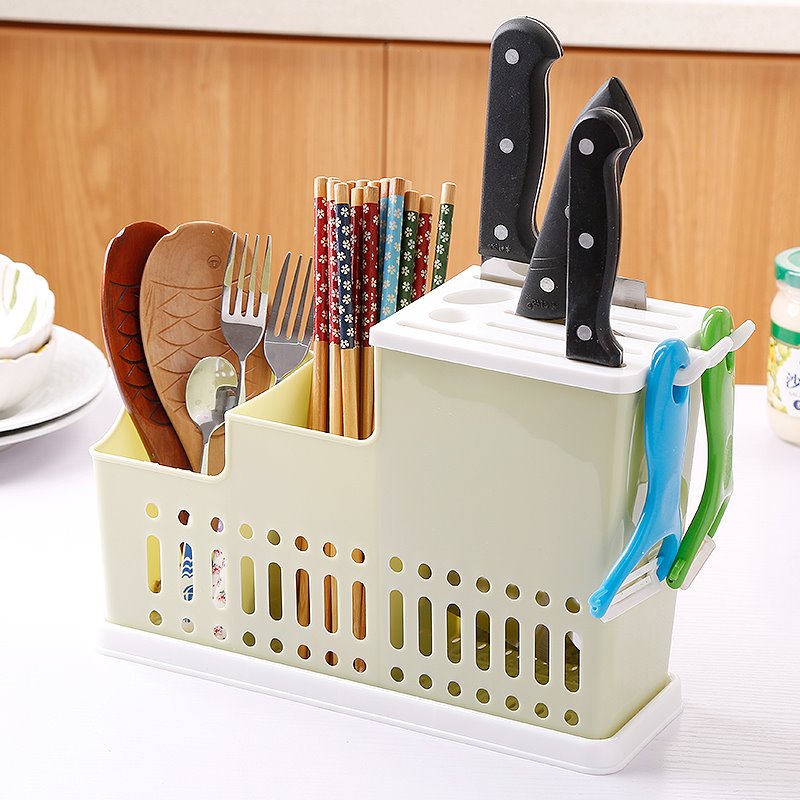 Kitchen chopsticks barrel household hanging plastic knife holder spoon barrel storage box rack drain multifunctional chopstick cage