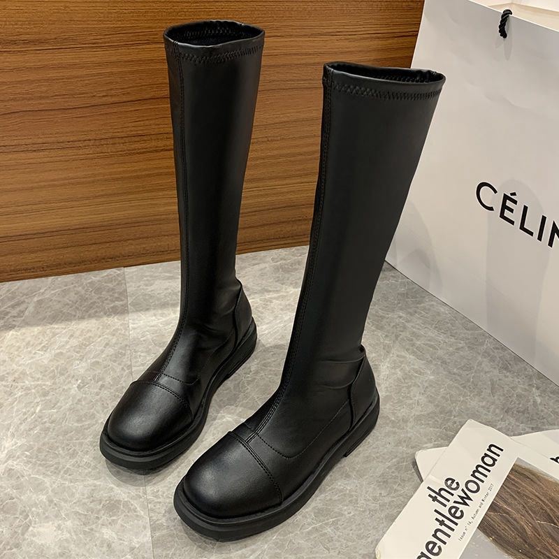 Calf boots Long Boots Woman 2021 Autumn Winter New calf Slim Minor Riding Boots Fat Mm 100 Lapped Exploits High