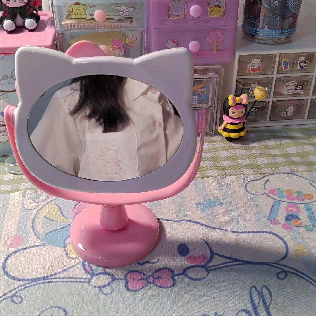 Зеркало hellokitty镜子化妆镜台式桌面梳妆台镜学生手持翻转用宿舍三丽鸥 OTHER
