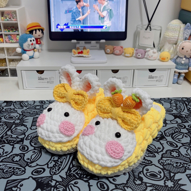 Snow White slippers diy hand-woven slippers material package women's wool crochet semi-finished products homemade for boyfriend - Taobao