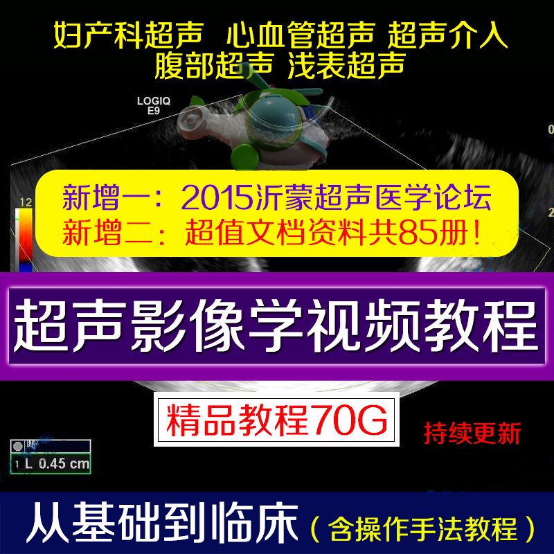 Clinical B-ultrasound video image diagnosis video tutorial abdominal obstetrics and gynecology b-ultrasound color ultrasound CDFI induction certificate training