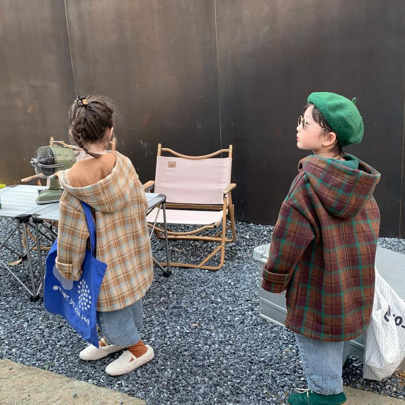 Girl's jacket 2021 Winter new Korean version trendy even cap fur, baby baby long version casual blouse