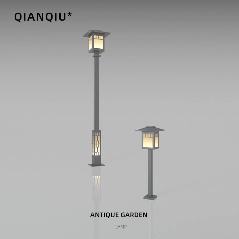 New Chinese style courtyard lamp antique high pole street lamp outdoor waterproof Japanese style lawn lamp super bright led lawn lamp post