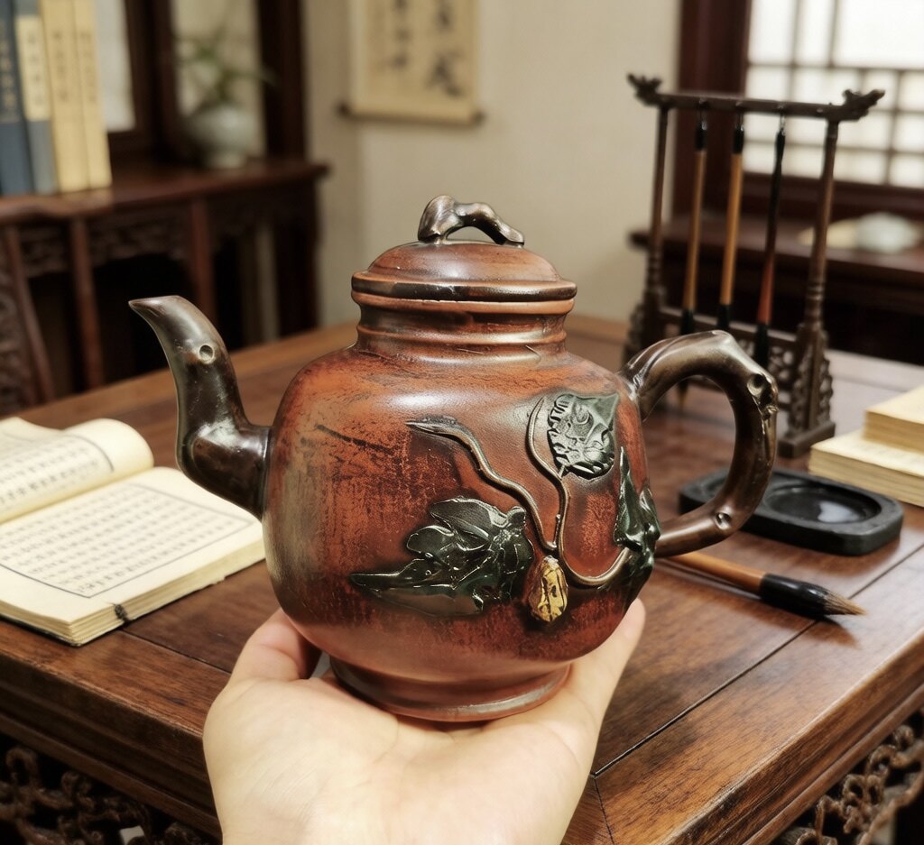 蒋蓉手工紫砂壶绿泥青蛙莲子壶名家底款400cc传世收藏-Taobao-Tmall