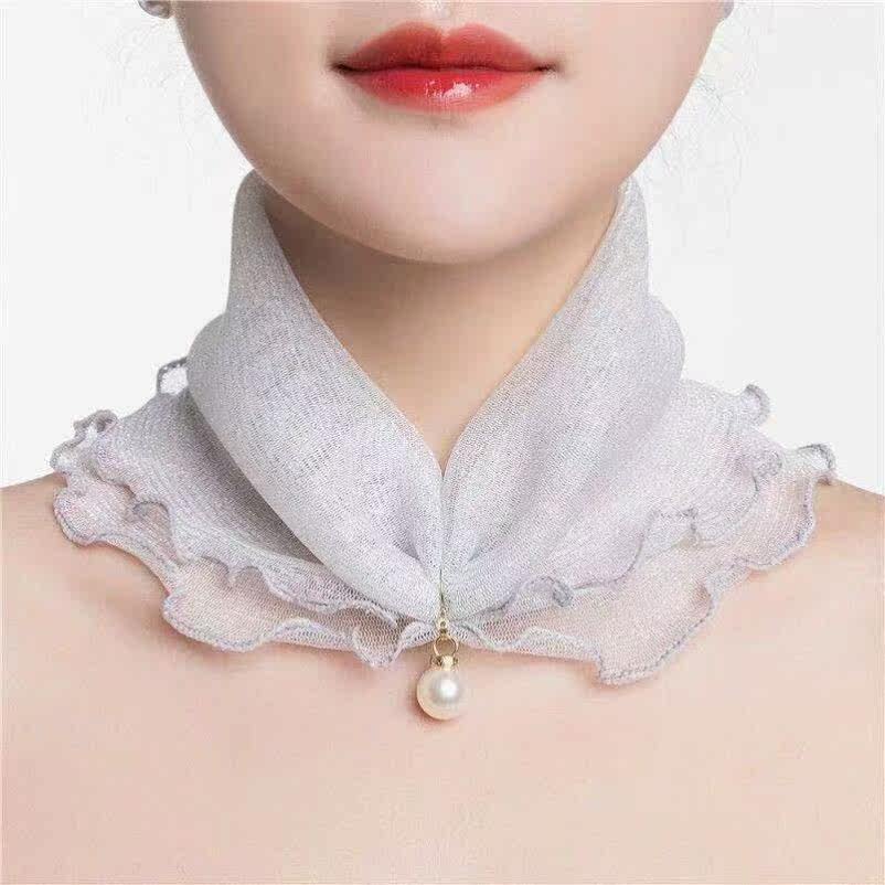 Pearl mesh yarn 100 Changed Silk Scarf Mesh Red 100 Changed Pearl Scarf woman scarf Magic sleeve head scarf Neck Mask Summer