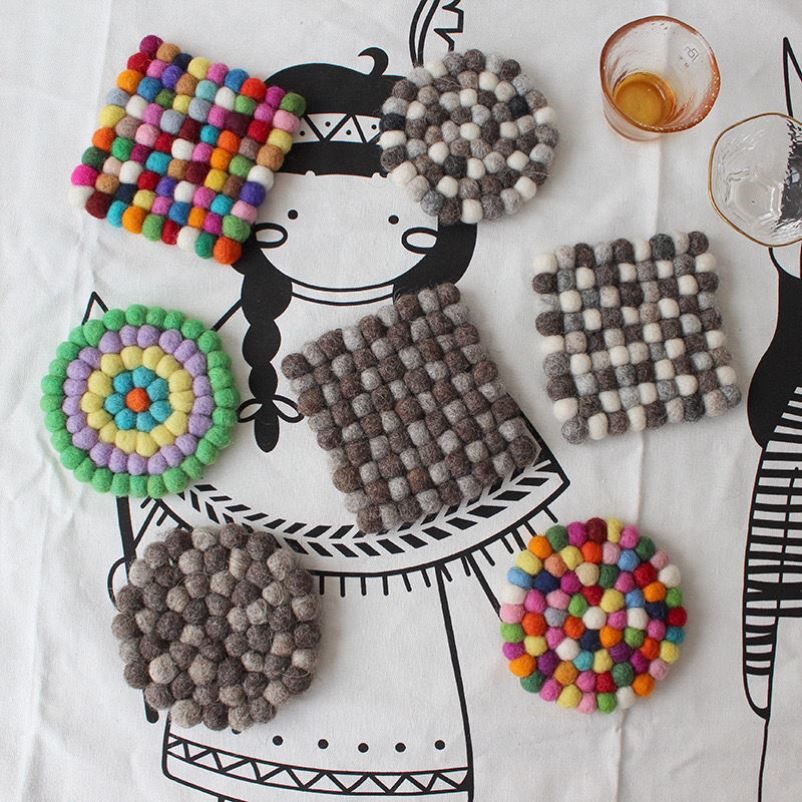 Wool Felt Cup Mat Handball Ball Ball DIY Wool Felt Dining Mat Insulation Mat Custom Pan Mat