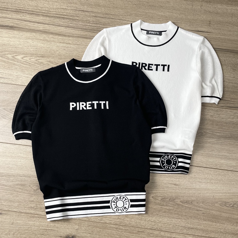 Korean Spring and Summer High-End Golf Clothing Women's Knitted Round Neck Pullover Cool Short-Sleeved Knitwear
