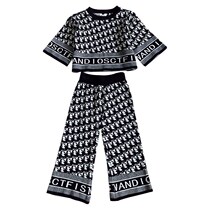 Girls spring street two-piece suit childrens clothes big childrens fashion foreign style new Korean version baby knitwear