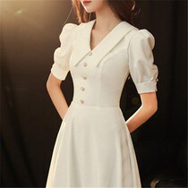 New white dress daily host small dress female skirt can usually wear summer license dating dress
