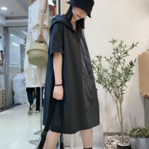 Summer dress 200 catties large size womens dress new 2022 skirt ins super fairy student hooded sweater female spring and autumn