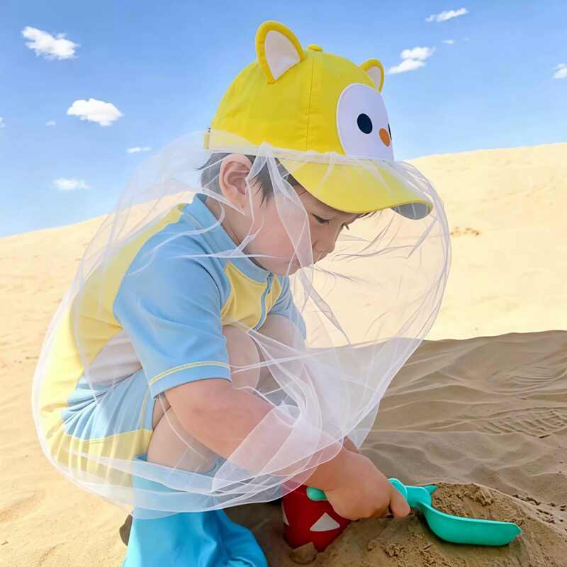 Baby Desert Sand Protection Mask, Children's Sand Play Mask, Anti-Eye Irritation, Anti-Mosquito, Anti-Catkins, Infant Headscarf, Outdoor Mesh