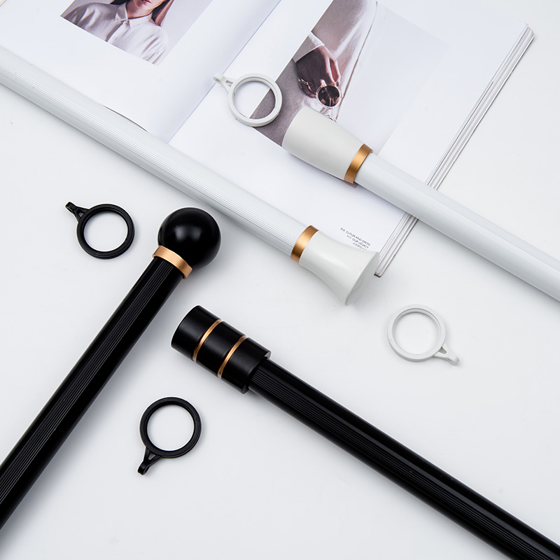 Thickening aluminum alloy curtain rod rod black and white single rod double rod curtain track rod bedroom bracket accessories