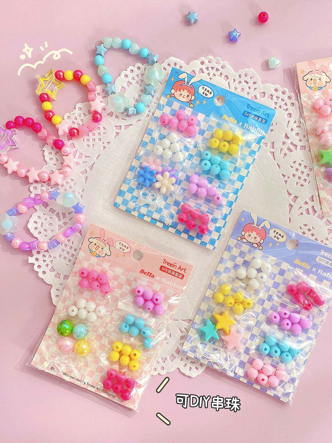 Children Hand Condensed Beads Puzzle Girl Wearing Beads Handmade Diy Material Bag Necklace Ornament Accessories Toy
