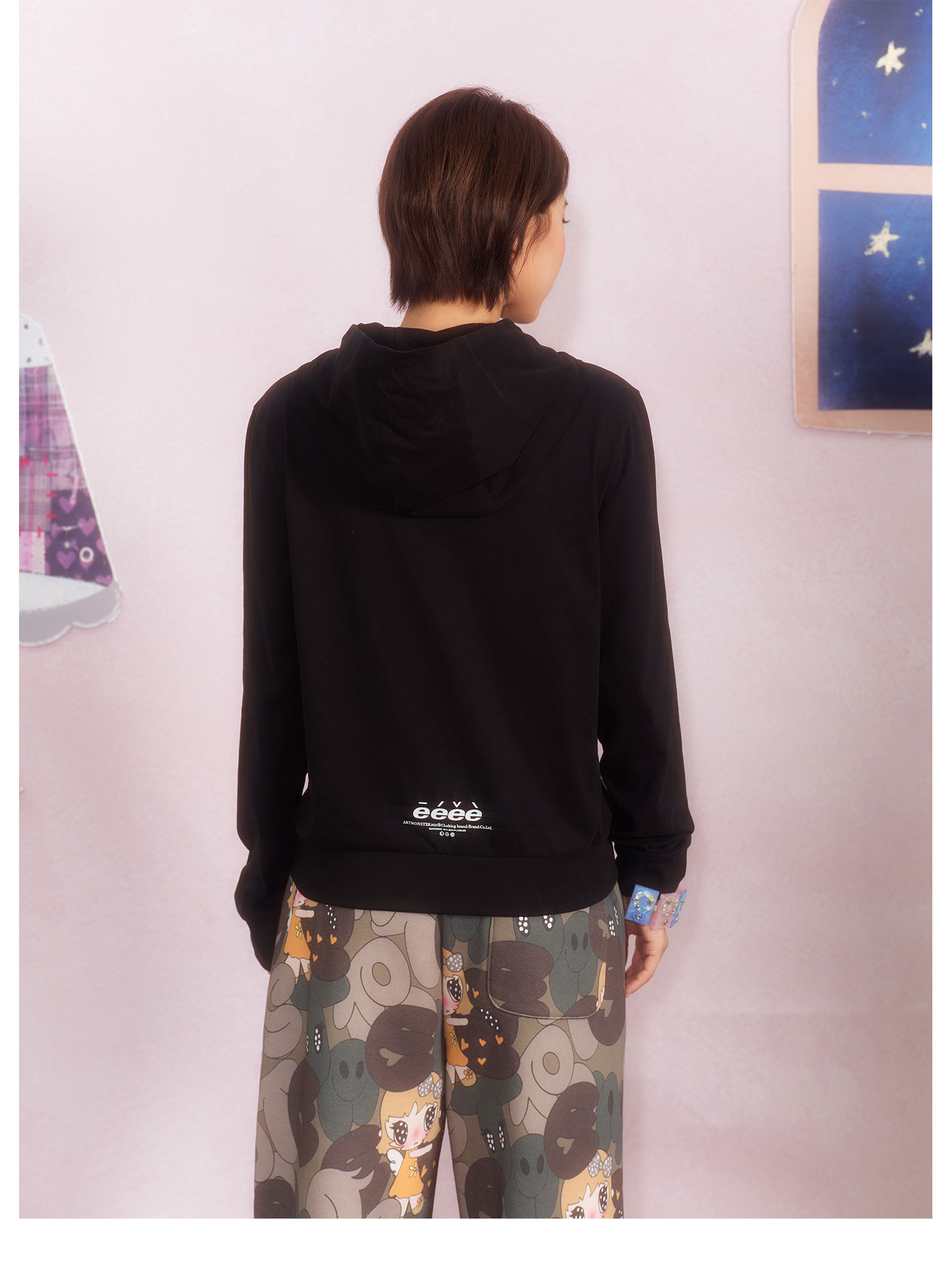 eeeeArtmonster Angel Dialogue Embroidered Hooded Cardigan