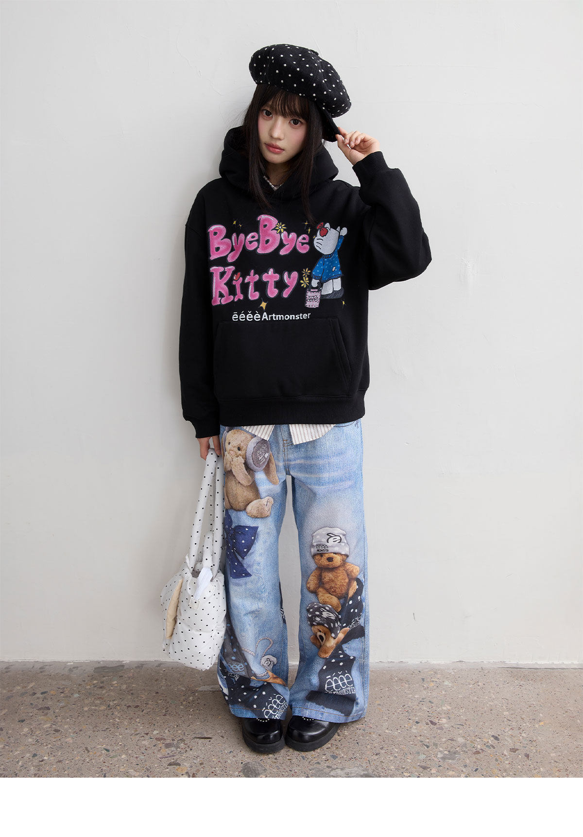 eeeeArtmonster Bye Kitty Hooded Sweatshirt