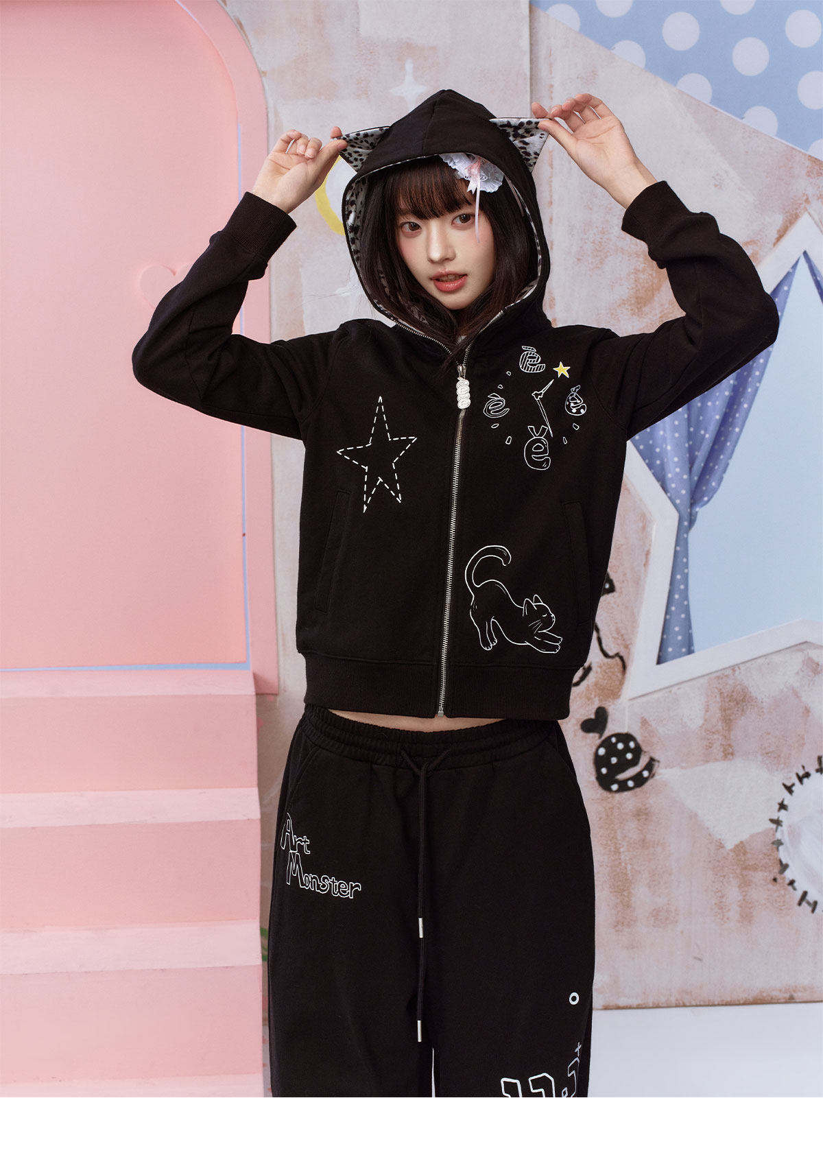 eeeeArtmonster Leopard Cat Ear Hoodie