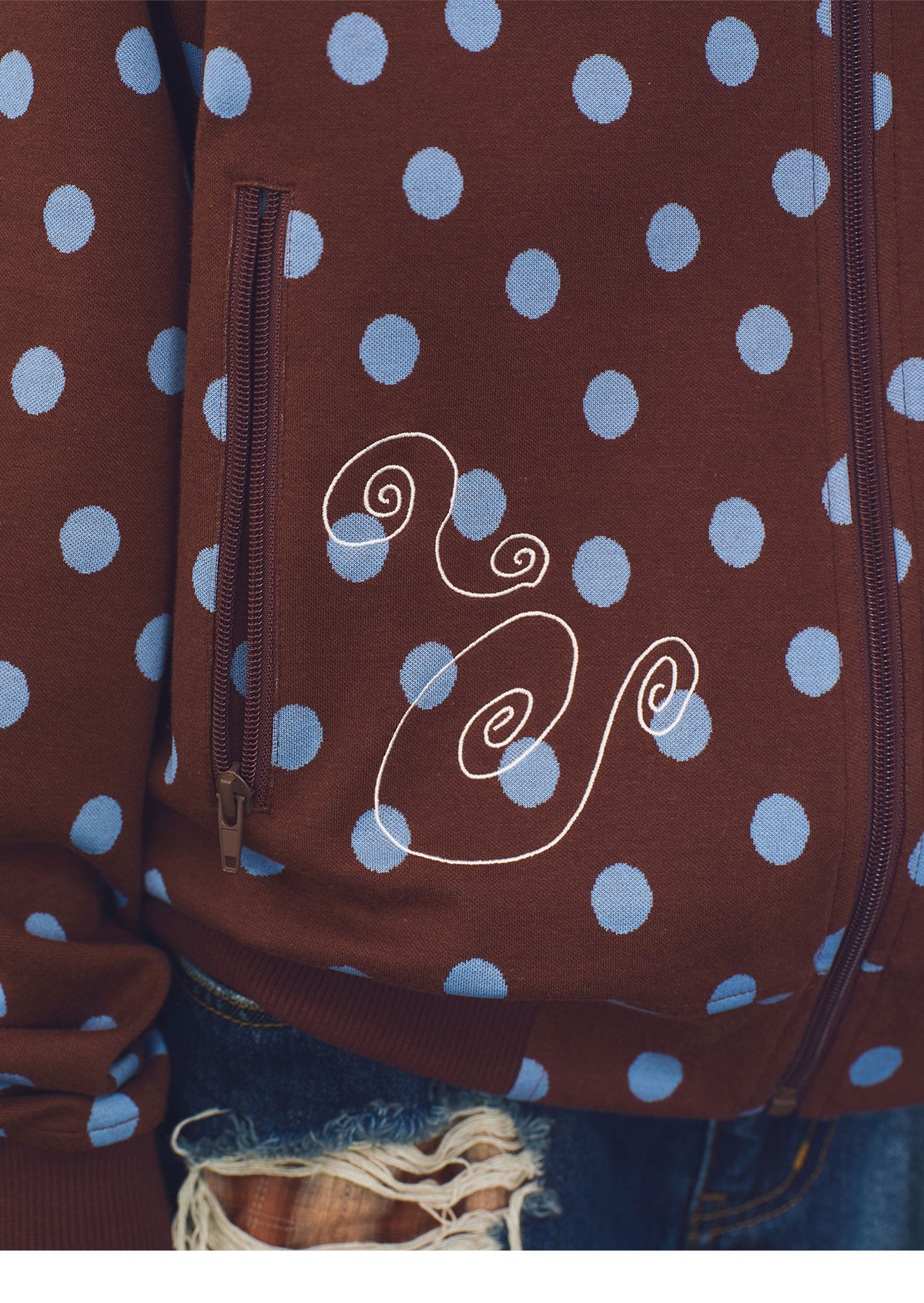 eeeeArtmonster Bloom Polka Dot Embroidered Jacket