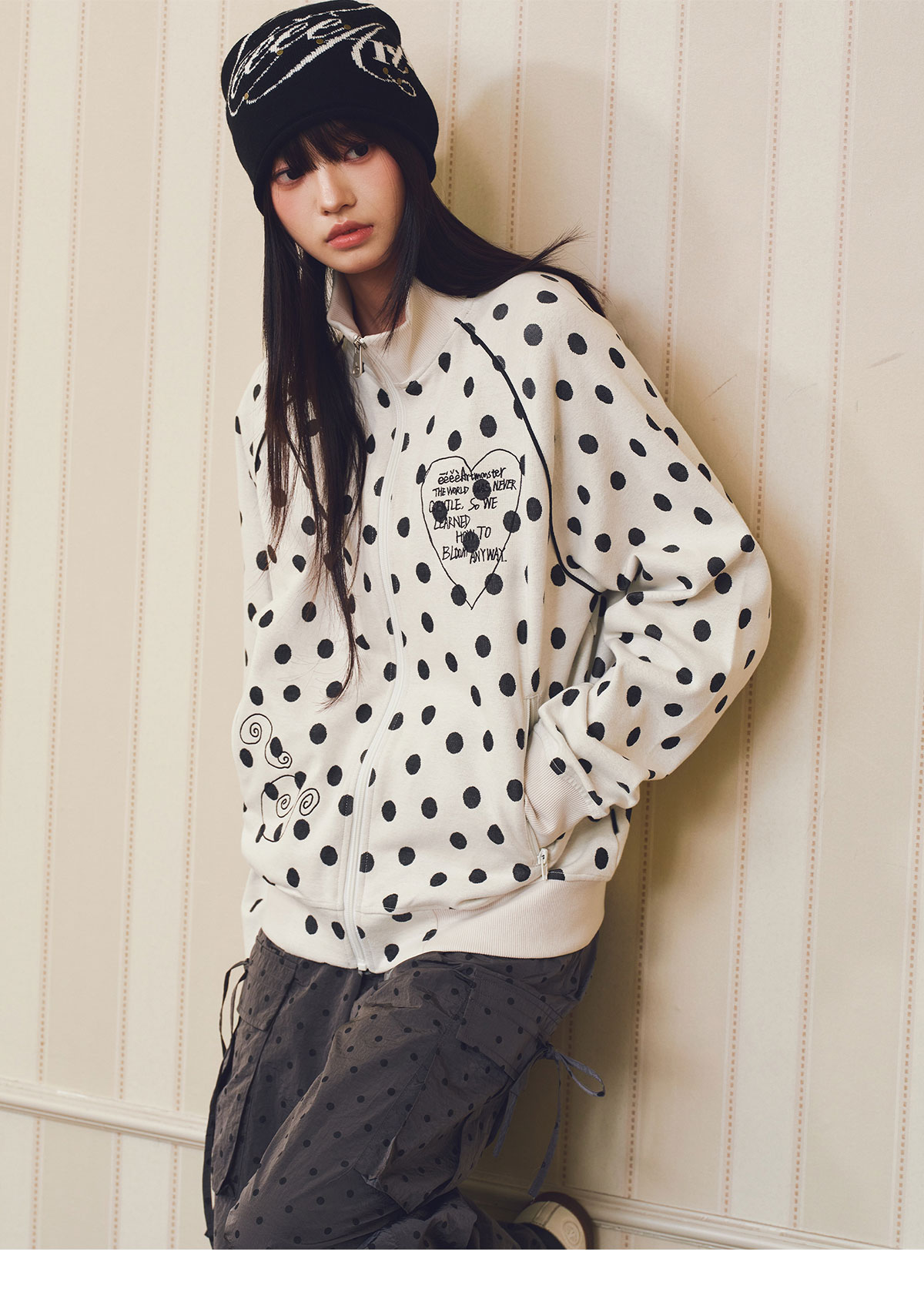 eeeeArtmonster Bloom Polka Dot Embroidered Jacket