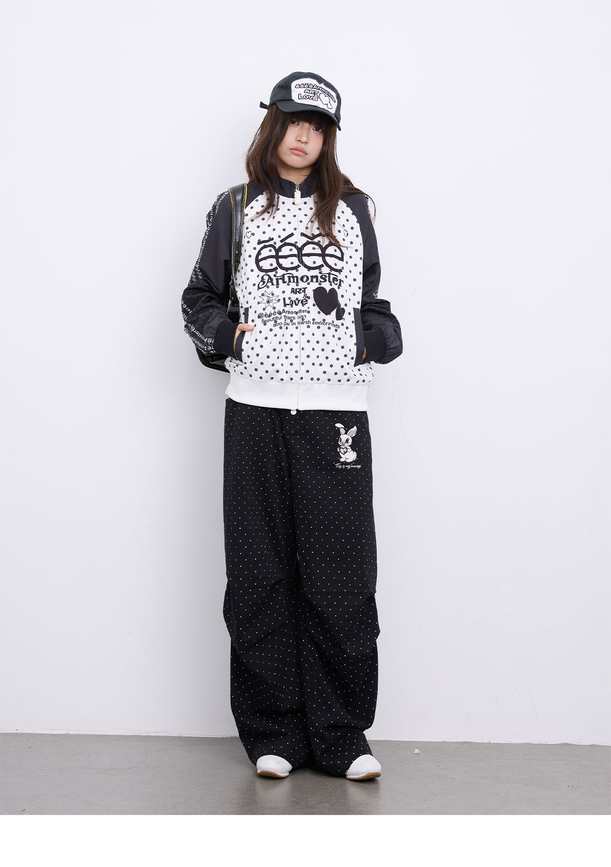 eeeeArtmonster Love Bunny Polka Dot Straight-Leg Trousers