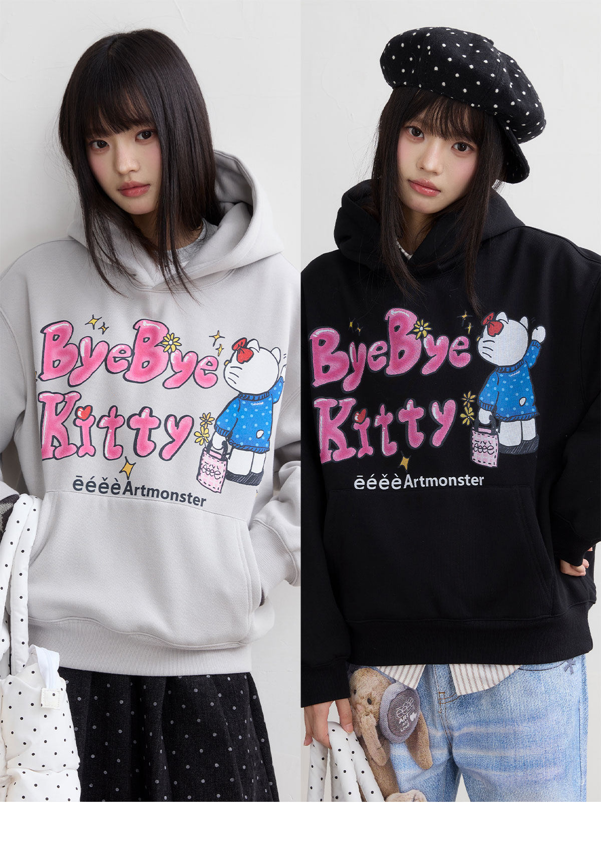 eeeeArtmonster Bye Kitty Hooded Sweatshirt