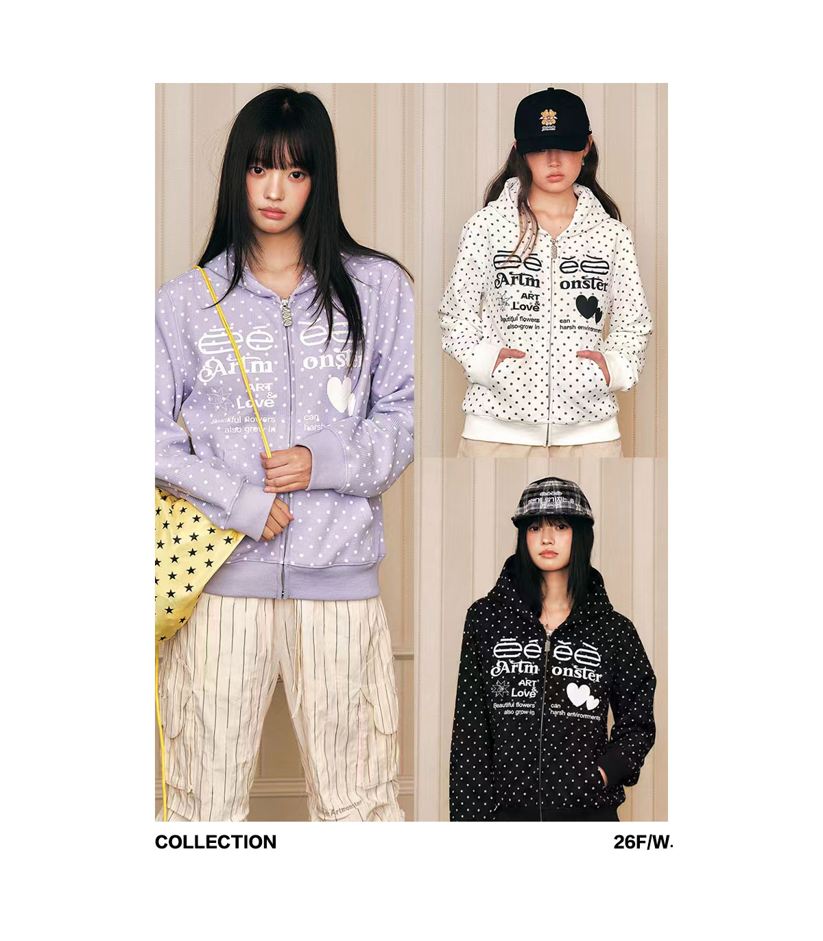 eeeeArtmonster Polka Dot Hooded Sweatshirt Jacket