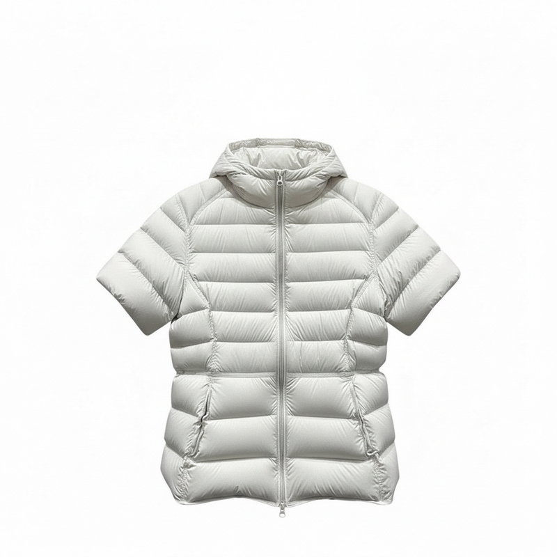 Half-Sleeve Waist-Cinching Hooded Ribbed down Vest for Women, 2026 Winter Korean Original Slim-Fit Commuter Vest Jacket Half-Sleeve Waist-Cinching Hooded Ribbed down Vest for Women, 2026 Winter Korean Original Slim-Fit Commuter Vest Jacket