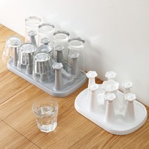 Flower plastic teacup holder with tray cup frame household glass shelf plastic glass shelf hanging asphalt frame